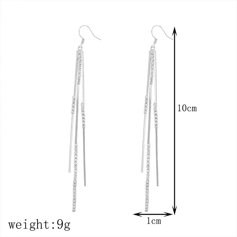 Fashion Women Jewelry Earrings Long Style, Slimming Face, Exaggerated Long Earrings With Sparkling Rhinestones, Tassels, Exquisite And Super Fairy Earrings
