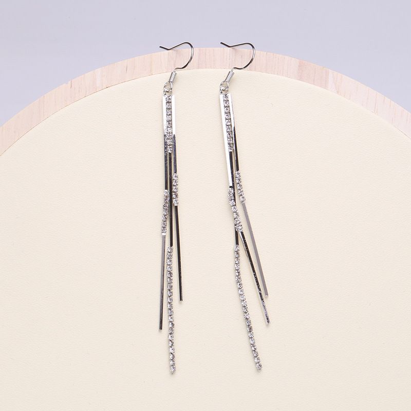 Fashion Women Jewelry Earrings Long Style, Slimming Face, Exaggerated Long Earrings With Sparkling Rhinestones, Tassels, Exquisite And Super Fairy Earrings