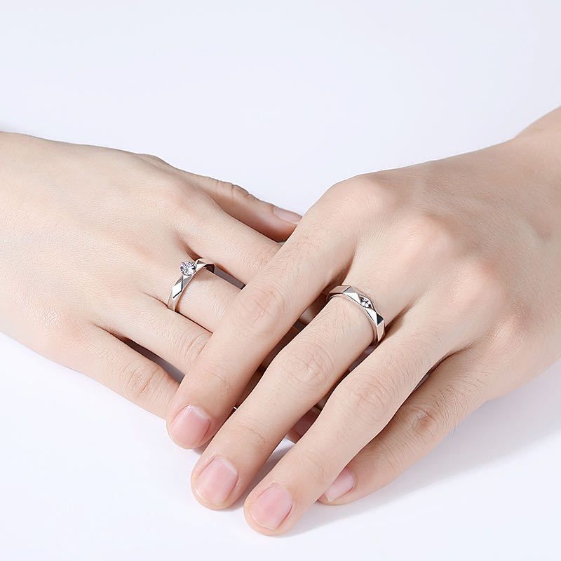 Fashion Rings 2 Pack Of Male And Female Couple Rings, Platinum-Plated Wedding Rings, Light Luxury Style Zircon Pairs, Valentine'S Day Gift Rings
