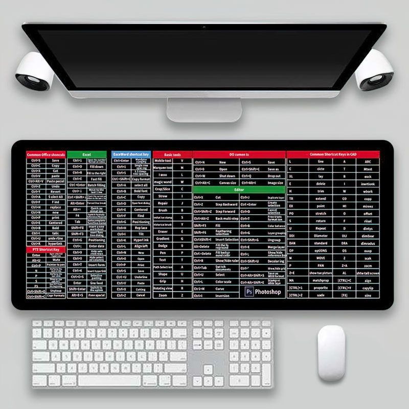 Computer Mouse Pads English Shortcut Key Mouse Pad Extra Large Thickened Ocean Wave Mouse Pad Mat Computer Desk Pad Mousepad