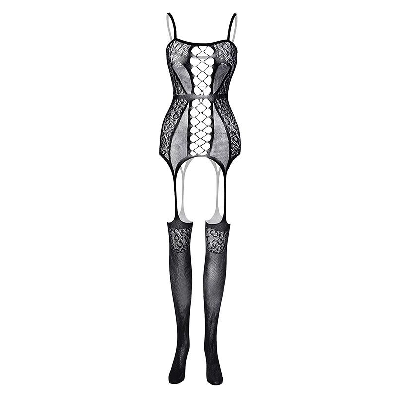 Women'S  Lingerie Sexy Lingerie, Sexy Suspenders, Hollow Fishnet Stockings, Open-Fit, No-Take-Off Temptation, Transparent Backless One-Piece Stockings