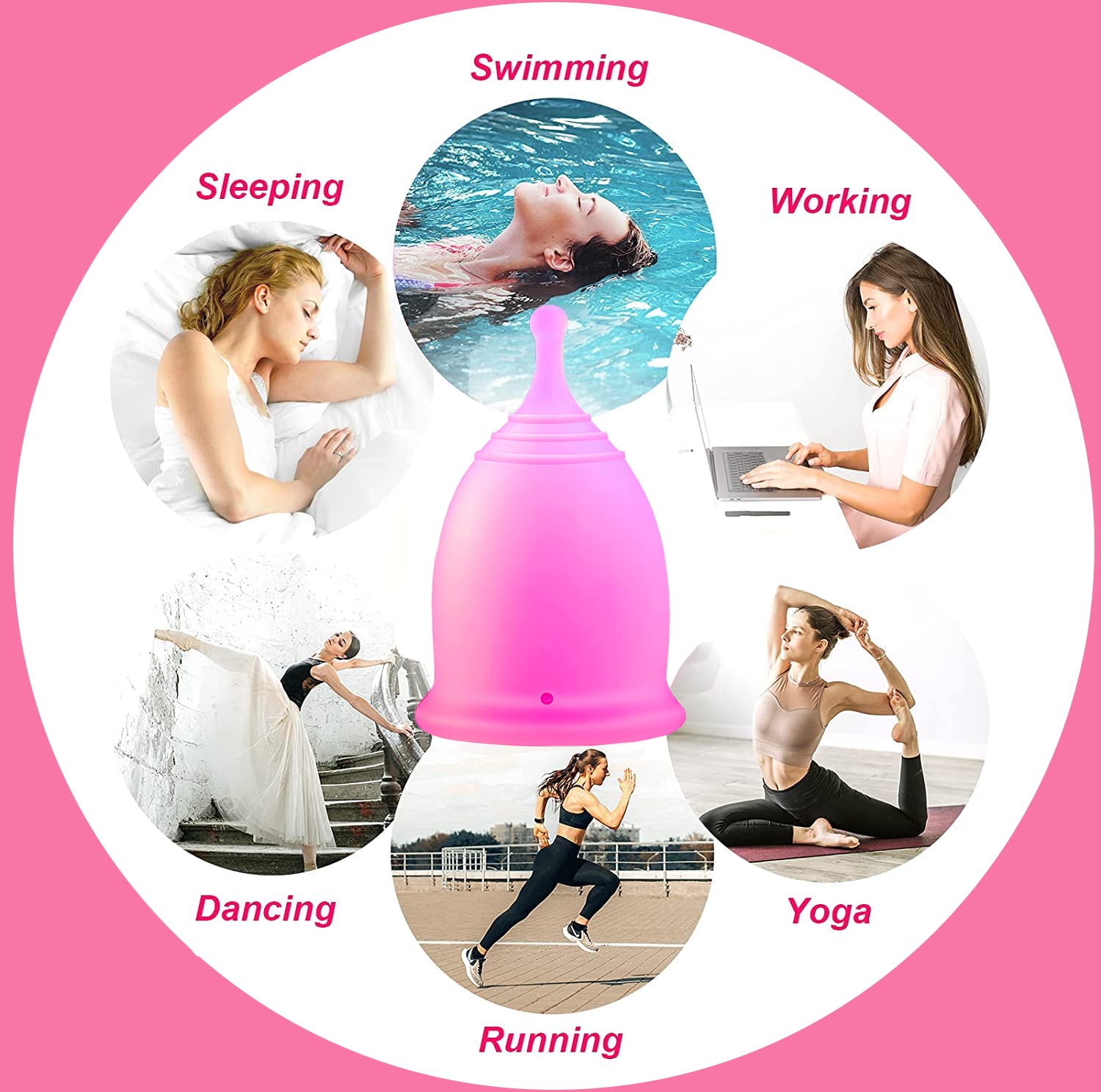 Menstrual Cup Period Cup Economical Feminine Alternative Protection For Cloth Sanitary Napkins For Reusable Menstruation Grade Silicone Soft Menstrual Cup Pretty Woman Tampoon alternative Leak-Proof W