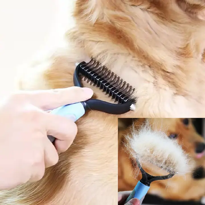 SXCHEN Pet Comb Stainless Steel Double-sided Unknotting New Dog Comb to Remove Floating Hair Special Cat Comb Unknotting Pet Comb Cats and Dogs Blue Brush Grooming Tool 2 Sided