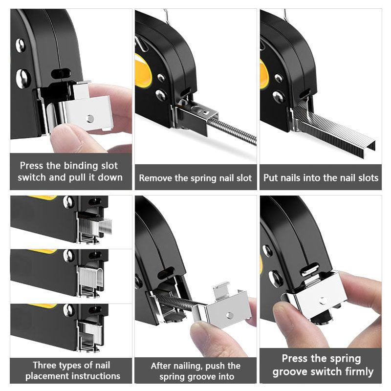 SXCHEN 3 In 1 Manual Nail Guns Upholstery Construction Stapler Gun Heavy Duty Staple Gun Stapler Tacker Manual nail Gun Family With Woodworking Photo Frame Advertising Cloth Furniture Three-use