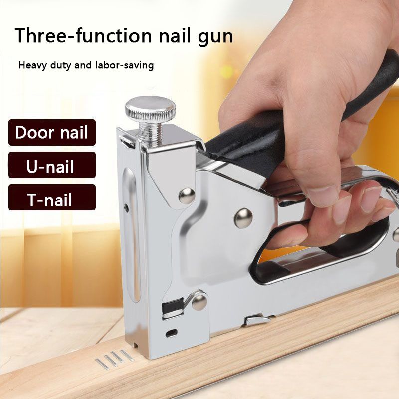 SXCHEN 3 In 1 Manual Nail Guns Upholstery Construction Stapler Gun Heavy Duty Staple Gun Stapler Tacker Manual nail Gun Family With Woodworking Photo Frame Advertising Cloth Furniture Three-use