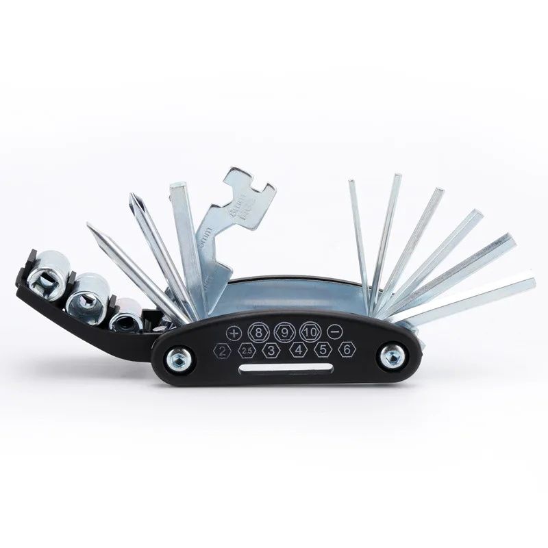 16 in 1 Outdoor Recreation Cycling Bike Tools Maintenance Bicycle Repair Tool Maintenance Combination Tire Repair Tool Multi-Functional Folding Repair Tool Wrench Set