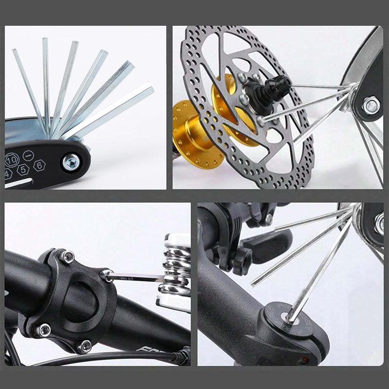 16 in 1 Outdoor Recreation Cycling Bike Tools Maintenance Bicycle Repair Tool Maintenance Combination Tire Repair Tool Multi-Functional Folding Repair Tool Wrench Set