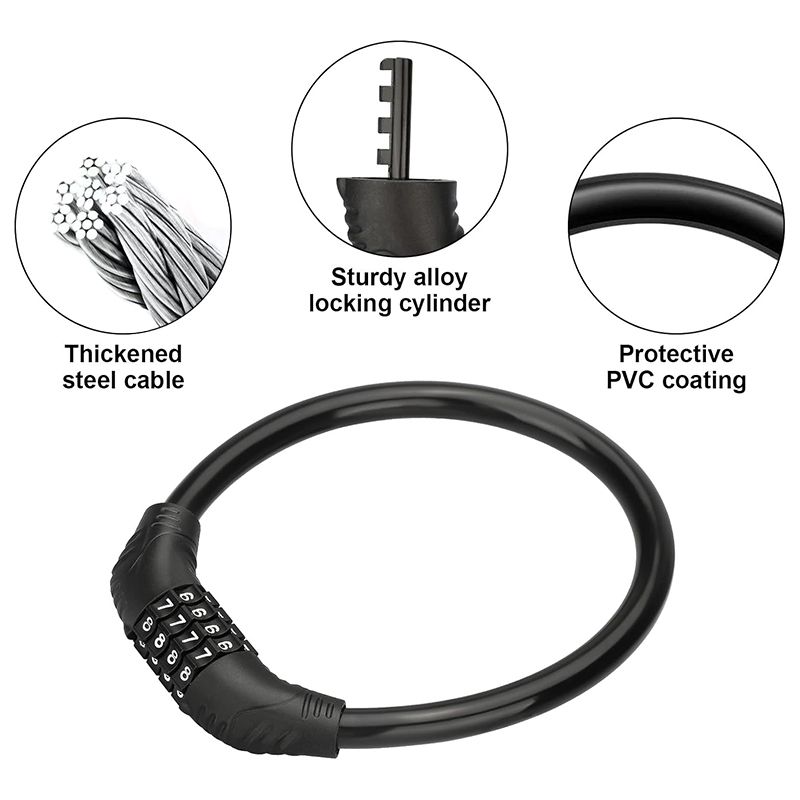 Bicycle Lock, Anti-Theft Code Lock, Mountain Bike, Electric Bicycle Apron Lock, Portable Bold Steel Cable Lock Accessories, Complete Bike Lock