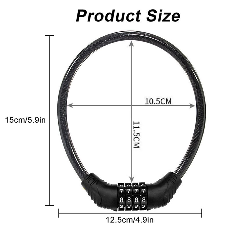 Bicycle Lock, Anti-Theft Code Lock, Mountain Bike, Electric Bicycle Apron Lock, Portable Bold Steel Cable Lock Accessories, Complete Bike Lock