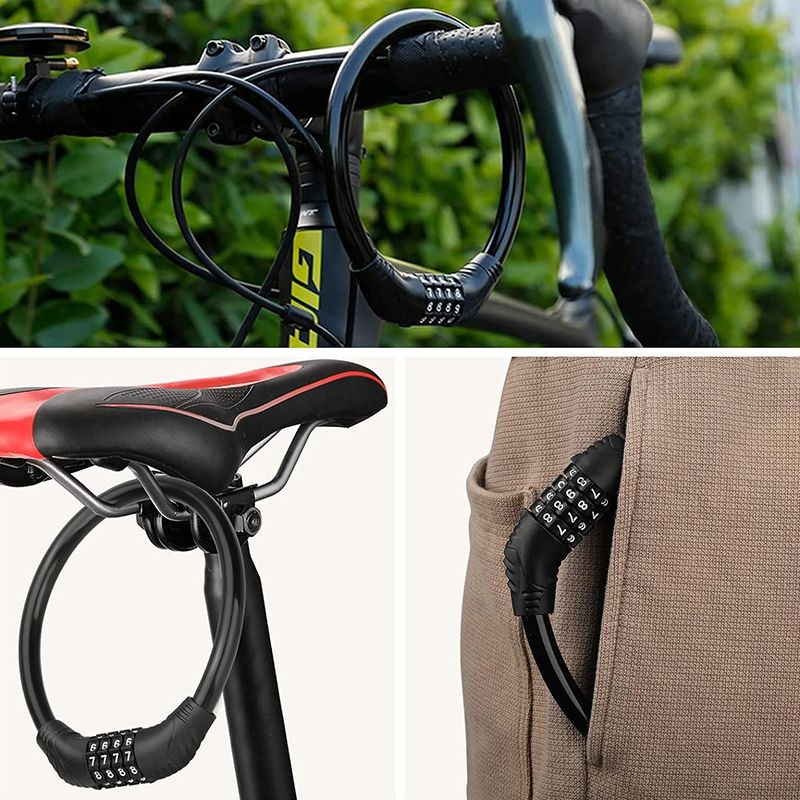 Bicycle Lock, Anti-Theft Code Lock, Mountain Bike, Electric Bicycle Apron Lock, Portable Bold Steel Cable Lock Accessories, Complete Bike Lock