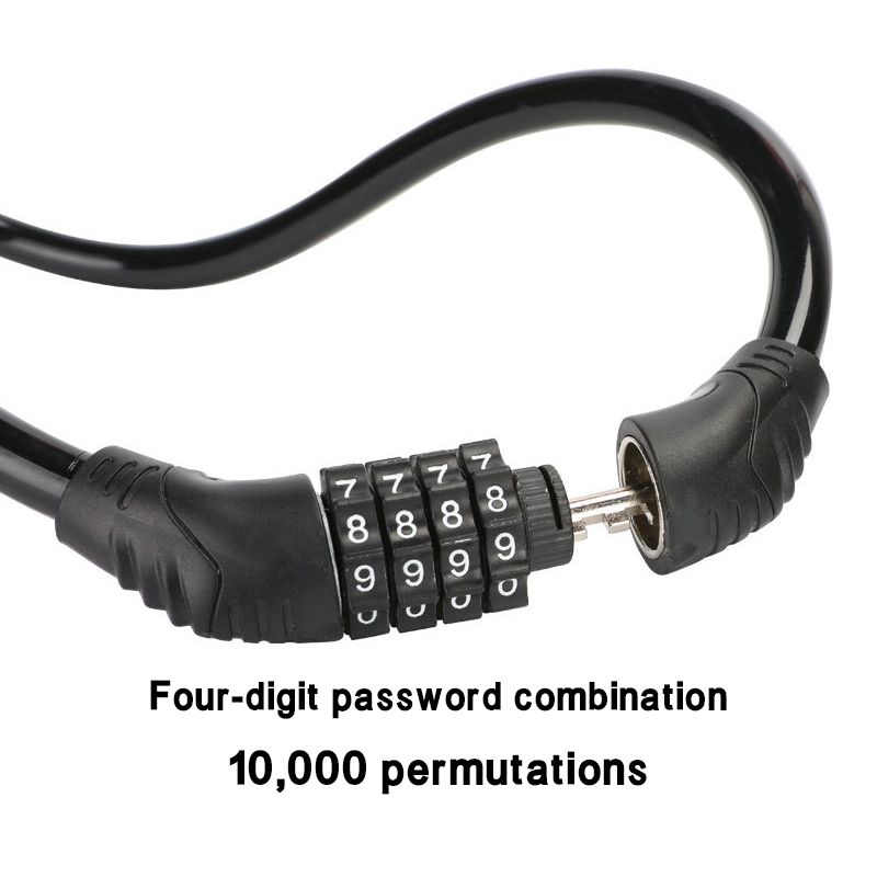 Bicycle Four-Digit Password Lock Mountain Bike Bicycle Adjustable Password Color Anti-Theft Four-Digit Wire Password Ring Lock