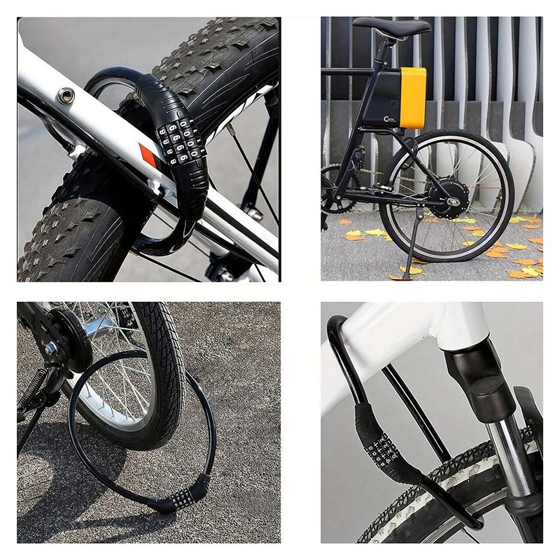 Bicycle Four-Digit Password Lock Mountain Bike Bicycle Adjustable Password Color Anti-Theft Four-Digit Wire Password Ring Lock