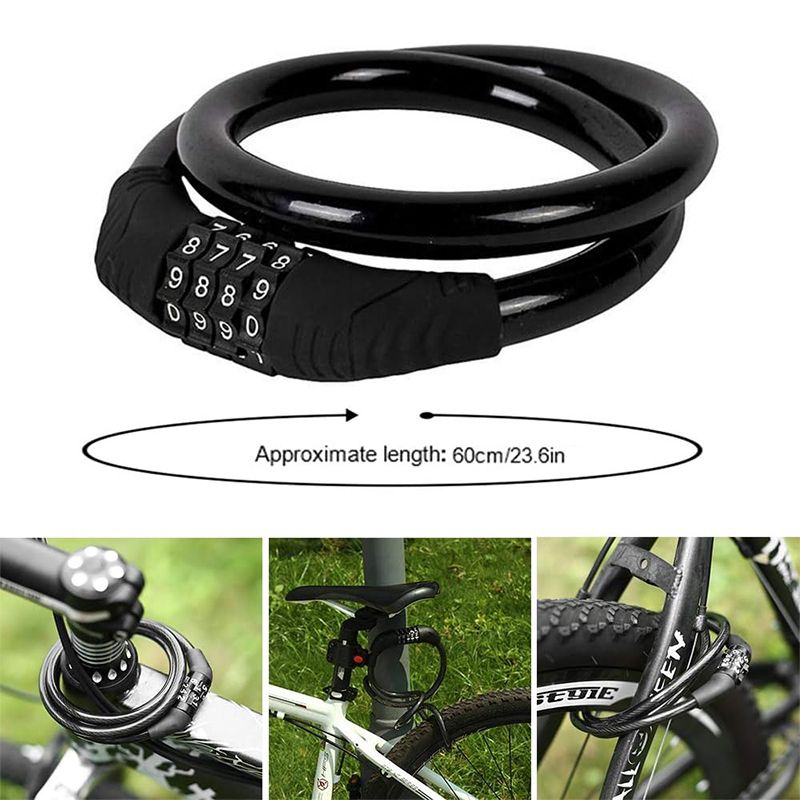 Bicycle Four-Digit Password Lock Mountain Bike Bicycle Adjustable Password Color Anti-Theft Four-Digit Wire Password Ring Lock