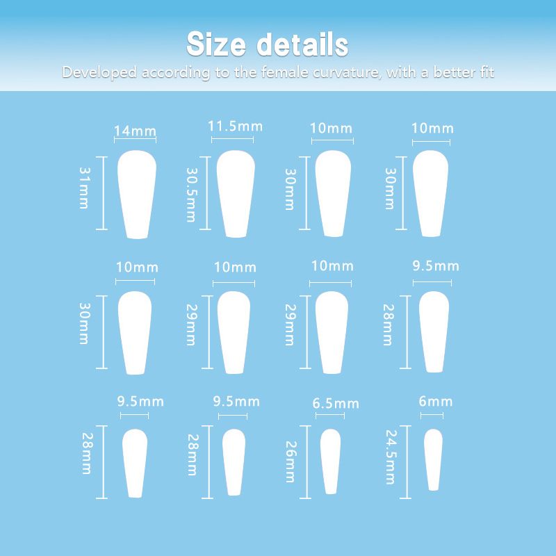24 Pieces/Set Reusable Fake Nail Stickers Set Wearable Nail Pieces Finished Gradient Color Long Nail Stickers Fake Nail Nail Art Nail Art Wearable Fake Nail Pieces
