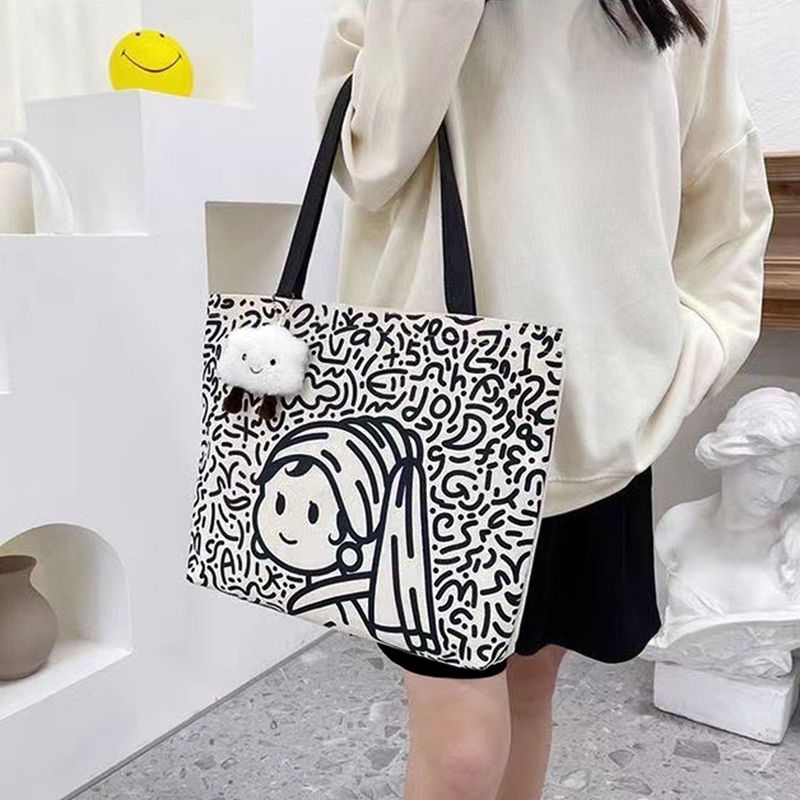 Women Bags Shoulder Bags Large Capacity Canvas Bag Women'S New Portable Shoulder Bag Fashion Tote Bag Student School Bag Shopping Bag Shoulder Bag