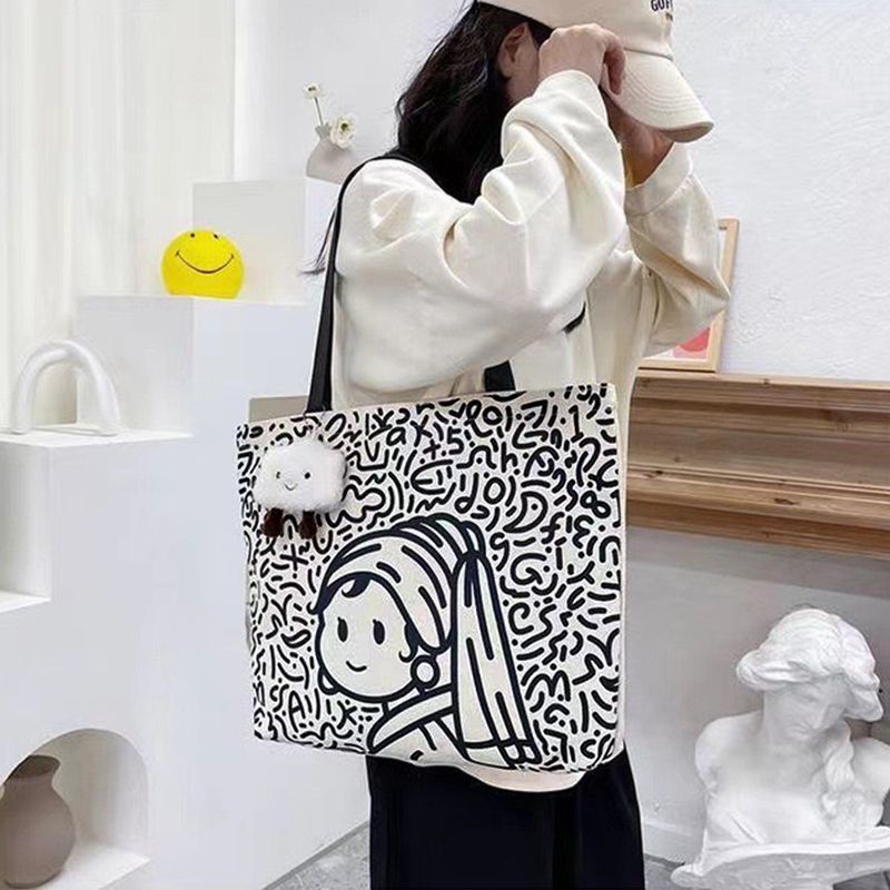 Women Bags Shoulder Bags Large Capacity Canvas Bag Women'S New Portable Shoulder Bag Fashion Tote Bag Student School Bag Shopping Bag Shoulder Bag