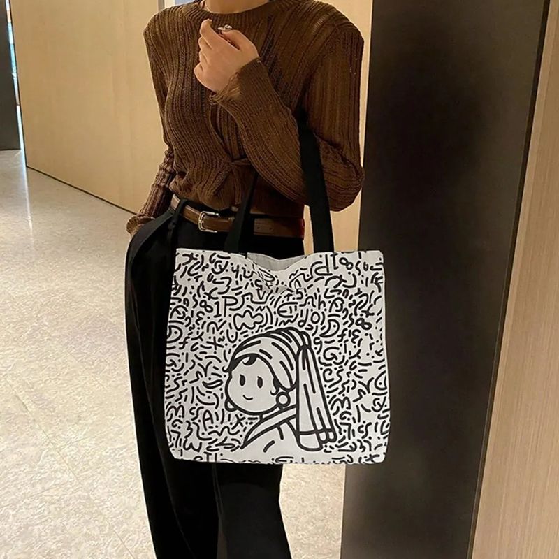 Women Bags Shoulder Bags Large Capacity Canvas Bag Women'S New Portable Shoulder Bag Fashion Tote Bag Student School Bag Shopping Bag Shoulder Bag