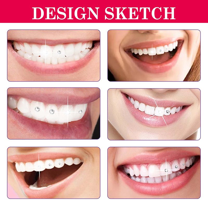 Tooth Gemstone Kit Jewelry Easy To Remove And Install Crystal Dental Diamond Tooth Jewelry Shiny Sticker Diy Tooth Gem Set With Curing Light And Glue
