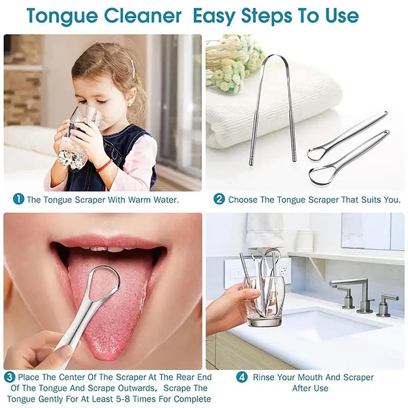 Oral Care Tongue Cleaners Stainless Steel Tongue Scraper Tongue Coating Cleaning Tongue Scraper Oral Cleaning Care Cleaning Tool Tongue Scraper