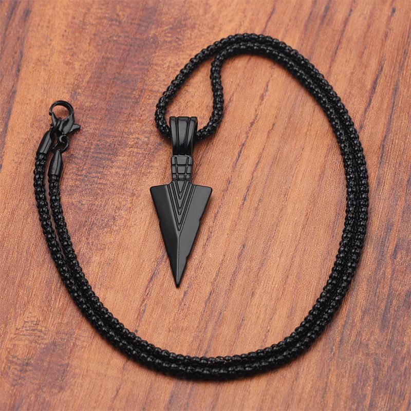 2 Pieces Men Jewelry Sets 【Necklace+Bracelet】 Domineering Pixiu Bracelet Imitation Gold Obsidian Six-Word Mantra Buddha Bead Bracelet + Triangle Spearhead Necklace Retro Arrow Necklace Pendant