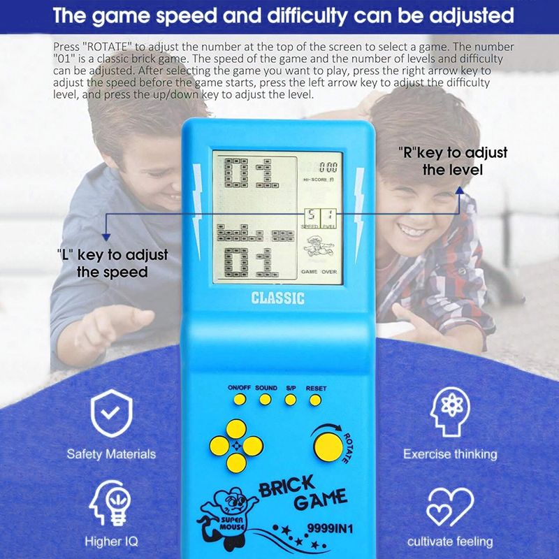 Brick Game Large Screen Tetris Game Console Classic Retro Children'S Handheld Game Console Electronic Toy Lcd Brick Game