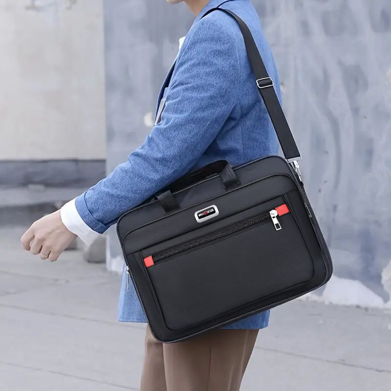Professional Laptop Briefcase Large-Capacity - Water-Resistant Anti-Theft Business Bag with Multi-Pockets, Horizontal Design for 15.6-Inch Laptop & Travel Essentials