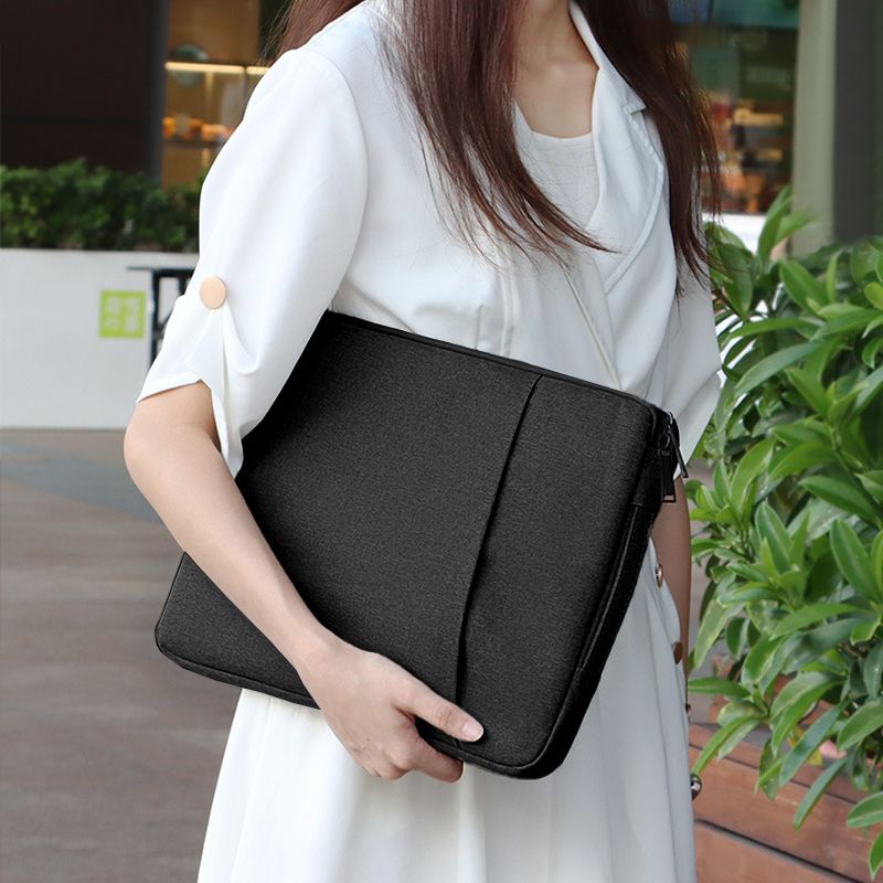 15.6-Inch Waterproof Laptop Sleeve with iPad Pocket - Multi-Layer Shockproof Protective Case for MacBook/Tablet, Slim Durable Design for Work & Travel, Black