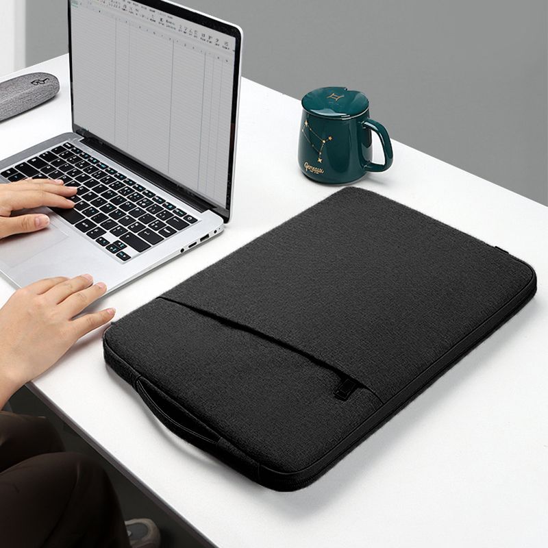 15.6-Inch Waterproof Laptop Sleeve with iPad Pocket - Multi-Layer Shockproof Protective Case for MacBook/Tablet, Slim Durable Design for Work & Travel, Black