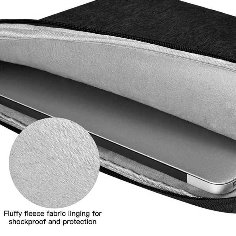 15.6-Inch Waterproof Laptop Sleeve with iPad Pocket - Multi-Layer Shockproof Protective Case for MacBook/Tablet, Slim Durable Design for Work & Travel, Black