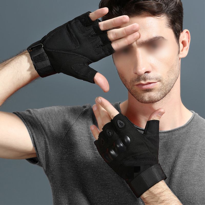Fashion Men  Gloves Tactical Gloves Men's Half-Finger Gloves Outdoor Riding Motorcycle Military Fan Fighting Fitness Gloves
