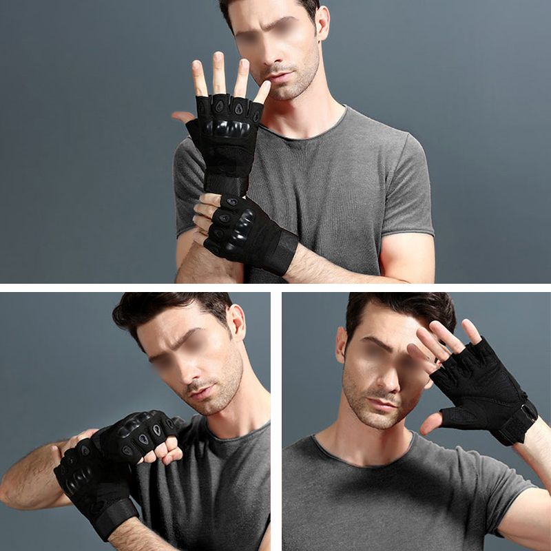 Fashion Men  Gloves Tactical Gloves Men's Half-Finger Gloves Outdoor Riding Motorcycle Military Fan Fighting Fitness Gloves
