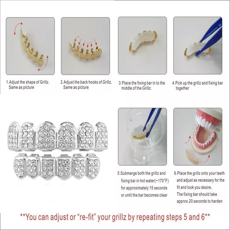 Hip-Hop Gold Braces 12 Teeth  For Men And Women Silver Diamond-Encrusted Silver Braces Silver Braces Braces Upper And Lower Braces Diamond-Encrusted Silver Braces Unisex Jewelry Couple Party