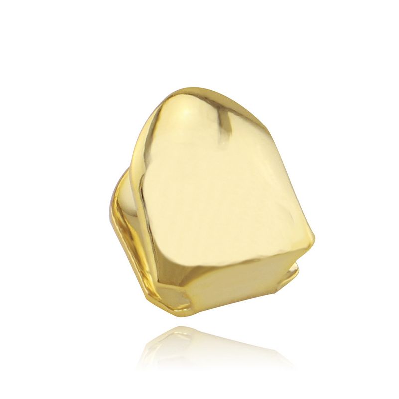 2 Pieces of （ Gold + Silver ) Single Tooth Couple Party Braces Popular Hip-Hop Hot Unisex Selling Popular Dental Braces Fashion Cool  Gold-Plated Teeth + Silver Braces