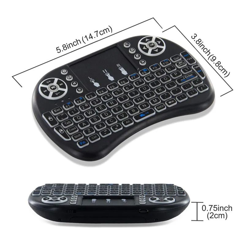 2 Pieces [Keyboard + Mouse Pad] Mini I8 Keyboard 7-Color Backlight Wireless Small Keyboard Mouse Remote Control + Mouse Pad Cute Cartoon Precision Edge-Locking Mouse Pad