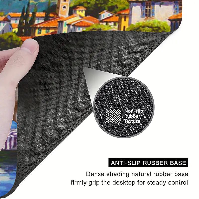 Computers Accessories Mouse Pads Cute Cartoon Precision Lock Small Town Pattern Small Mouse Pad