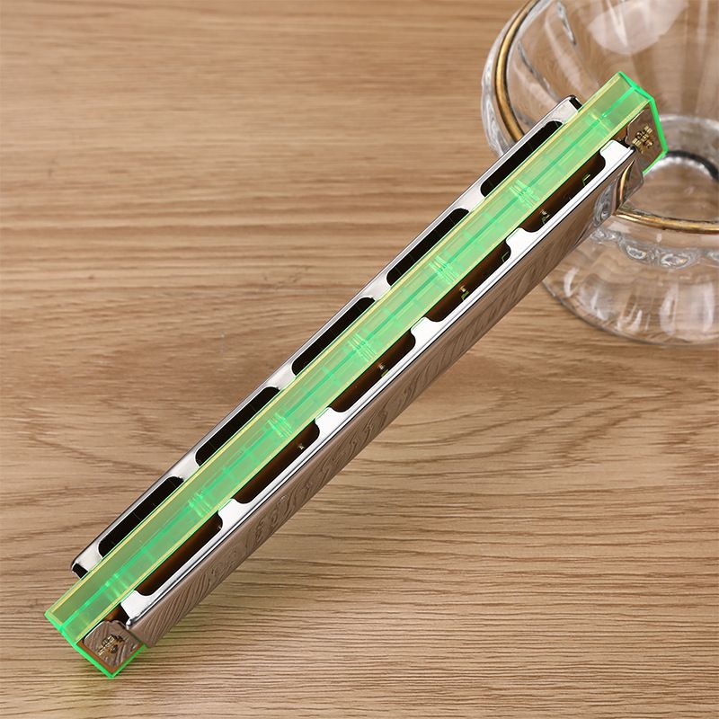 Standard 24-Hole Double-Row Metal Harmonica Early Education Instrument Seashell Harmonica Polyphonic Accent Student Adult Beginner Harmonica Professional Harmonicon Double Row Music