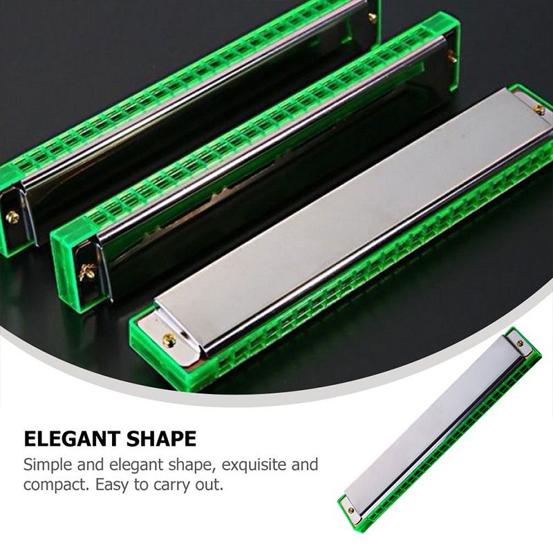 Standard 24-Hole Double-Row Metal Harmonica Early Education Instrument Seashell Harmonica Polyphonic Accent Student Adult Beginner Harmonica Professional Harmonicon Double Row Music