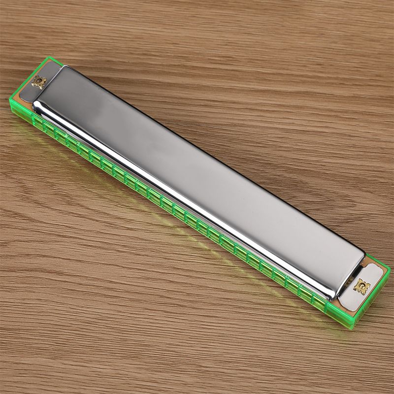 Standard 24-Hole Double-Row Metal Harmonica Early Education Instrument Seashell Harmonica Polyphonic Accent Student Adult Beginner Harmonica Professional Harmonicon Double Row Music