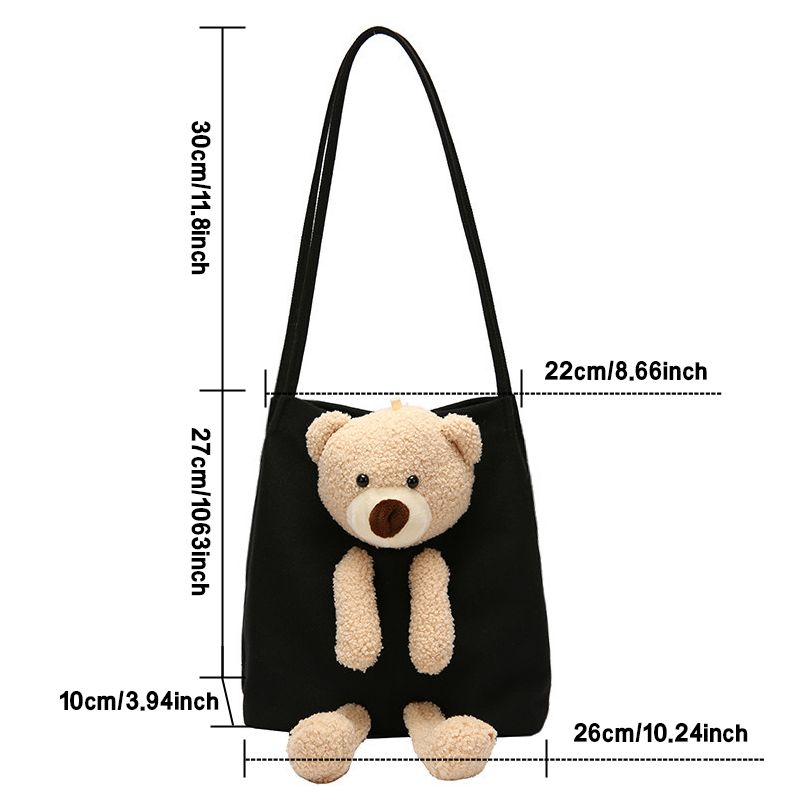 Women's Bags Shoulder Bags Bear Bag New Trendy Fashion Canvas Bag Shoulder Tote Bag Student Handbag Shoulder Bag