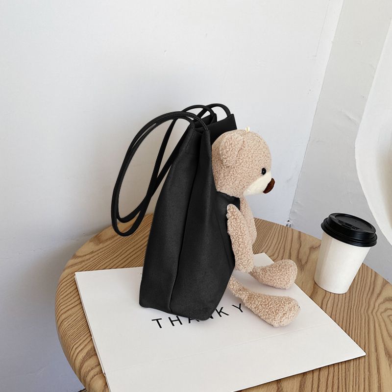 Women's Bags Shoulder Bags Bear Bag New Trendy Fashion Canvas Bag Shoulder Tote Bag Student Handbag Shoulder Bag