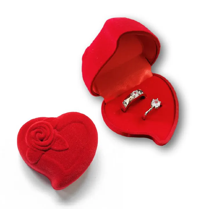 【2 Pack】 Wedding Six-Claw Pair Ring Simulated Gift box packaging Fashion Men Jewelry Rings Korean Version Diamond Ring Couple Ring Female Opening Adjustable Male And Female Ring Lovers Confession Part