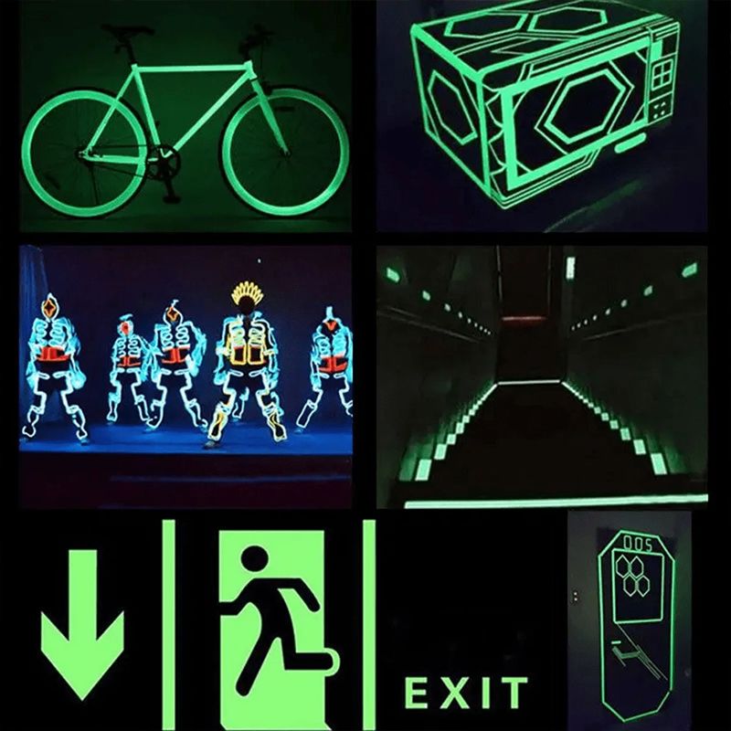 Self-Luminous Fluorescent Tape Glow in Dark Green - High-Viscosity Waterproof Reflective Strips for Stair Steps, Car Edges, Night Safety Warning Warehouse Factory