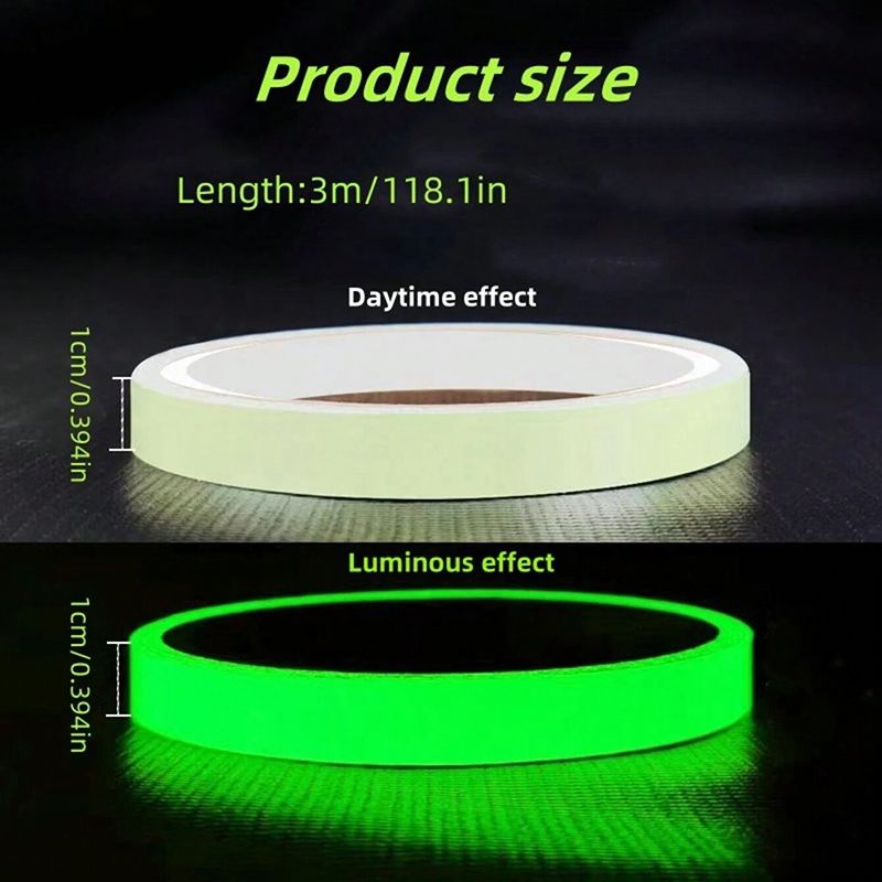 Self-Luminous Fluorescent Tape Glow in Dark Green - High-Viscosity Waterproof Reflective Strips for Stair Steps, Car Edges, Night Safety Warning Warehouse Factory