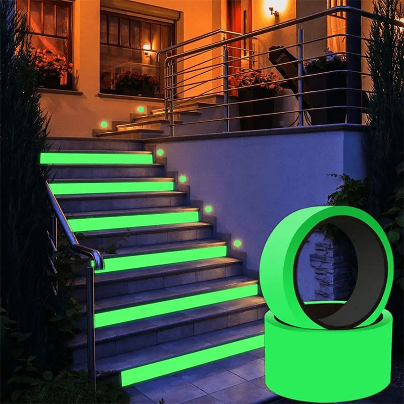 Self-Luminous Fluorescent Tape Glow in Dark Green - High-Viscosity Waterproof Reflective Strips for Stair Steps, Car Edges, Night Safety Warning Warehouse Factory