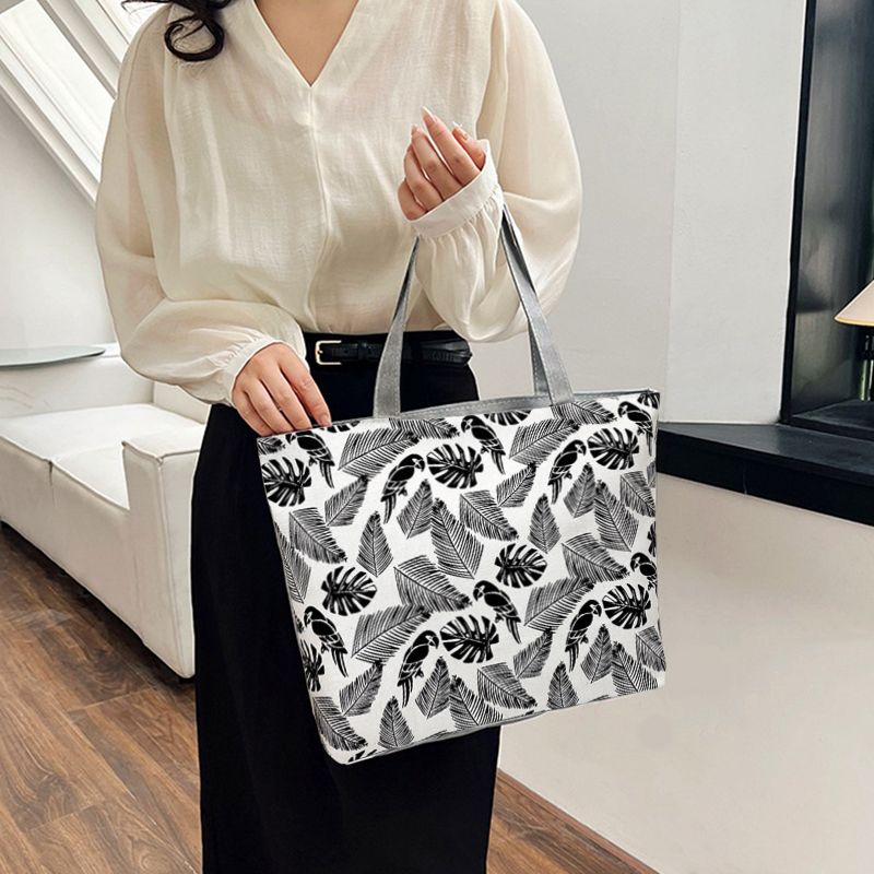 Women's Bags Tote Bags New Fashion Canvas Bag Large Capacity Casual Commuting Printed Shopping Bag Literary Shoulder Bag Shopping Bag Tote Bag
