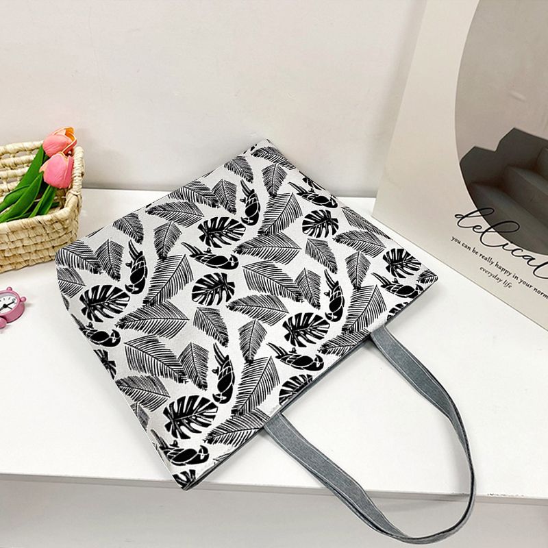Women's Bags Tote Bags New Fashion Canvas Bag Large Capacity Casual Commuting Printed Shopping Bag Literary Shoulder Bag Shopping Bag Tote Bag