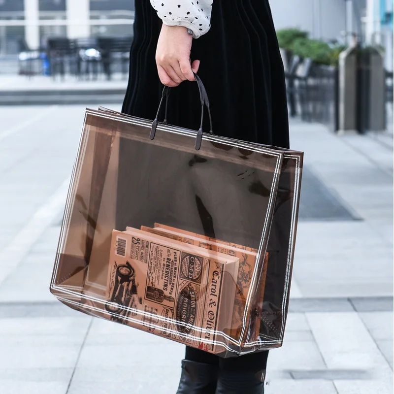 Women's Bags Top-Handle Bags Transparent Brown Universal Ins High-End PVC Waterproof Handbag
