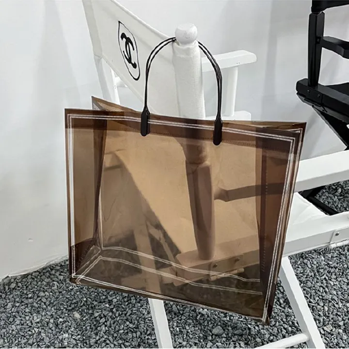 Women's Bags Top-Handle Bags Transparent Brown Universal Ins High-End PVC Waterproof Handbag