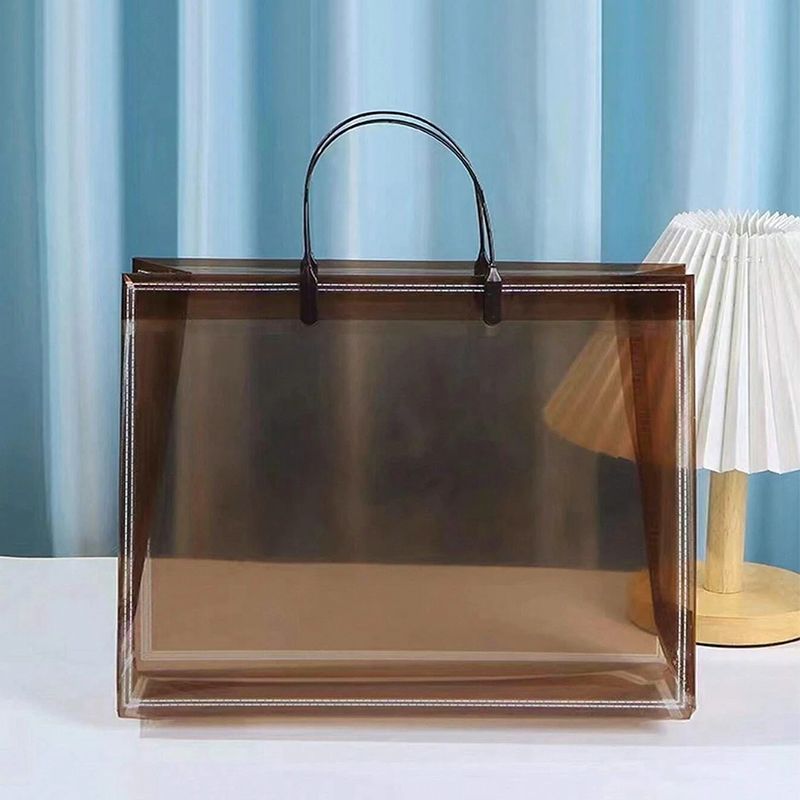 Women's Bags Top-Handle Bags Transparent Brown Universal Ins High-End PVC Waterproof Handbag C-1