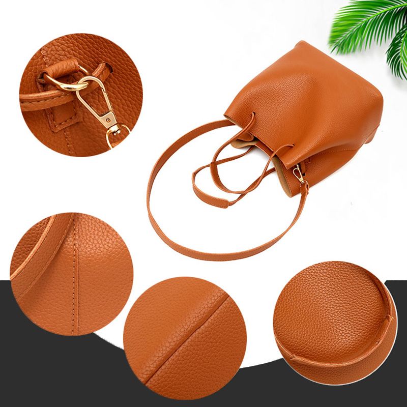 Women's Bags Top-Handle Bags 【4-Piece Set】New Style Pebbled Fashion Large Bag Korean Style Shoulder Handbag Crossbody Bag Wallet